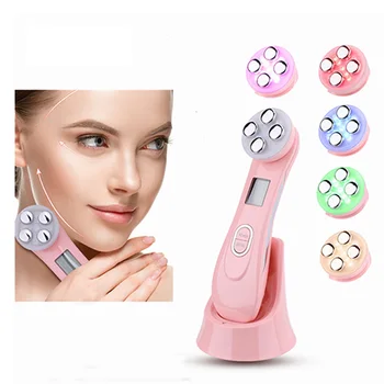 Hot products 2021 Skin Rejuvenation Ionic Photon 3MHz galvanic microcurrent facial massager 5 in 1 led skin tightening