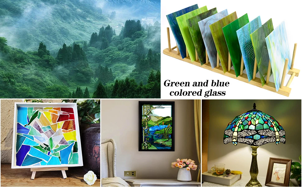 Os16 Diy Mosaic Glass Sheets Green Variety 6x6 Inch Tiffany Decorative Stained Glass Sheets