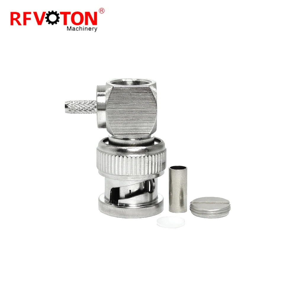 RF Coaxial Hot Sale BNC Stocks BNC Male Connector Right Angle for RG179 Cable