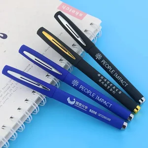 Office Writing Customized Logo Adverting Promotional Blue Pens Gel Ink High Quality Rubber Finished Gel Pen