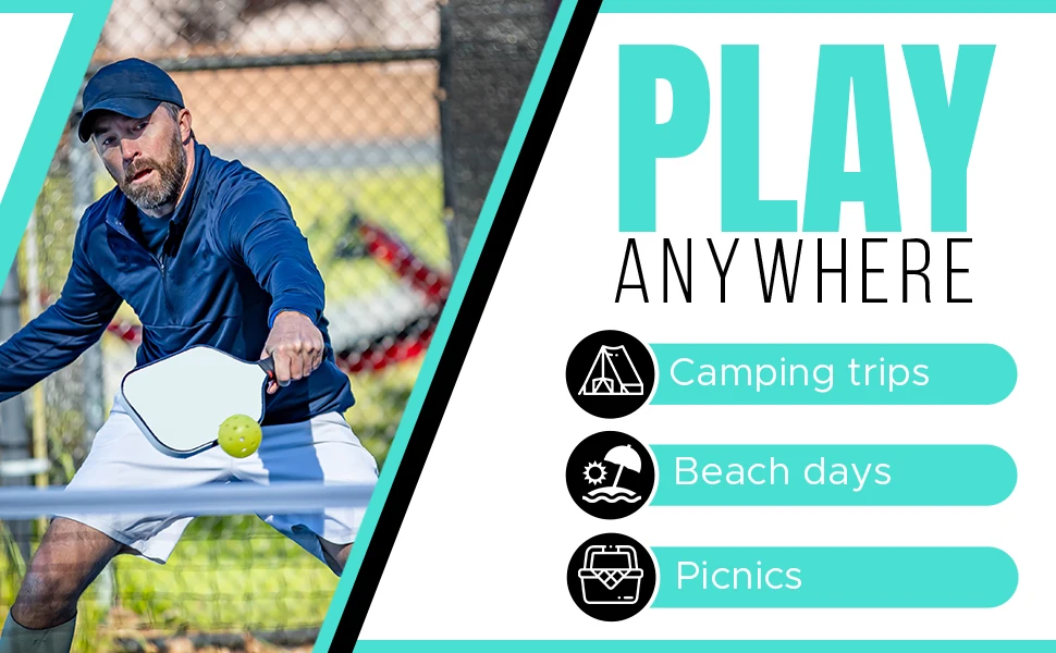 Portable Pickleball Net System With Wheels Indoor Outdoor Pickleball