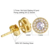 S925 Round Diamond Earrings Gold