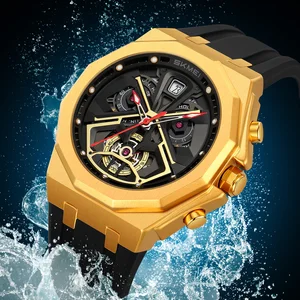 SKMEI 2432 New Arrival Luxury Fashion Irregular Water Resistant Black Silicone Watch Custom Sport Alloy Case Quartz Men