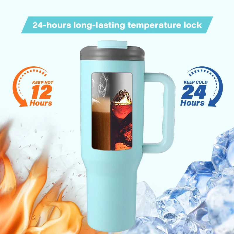 Factory Price 2 in 1 Office Pretty 30oz 40 oz Travel Mug Car Outdoor Custom Coffee Tumbler Coffee Cup with Lid Handle 40oz