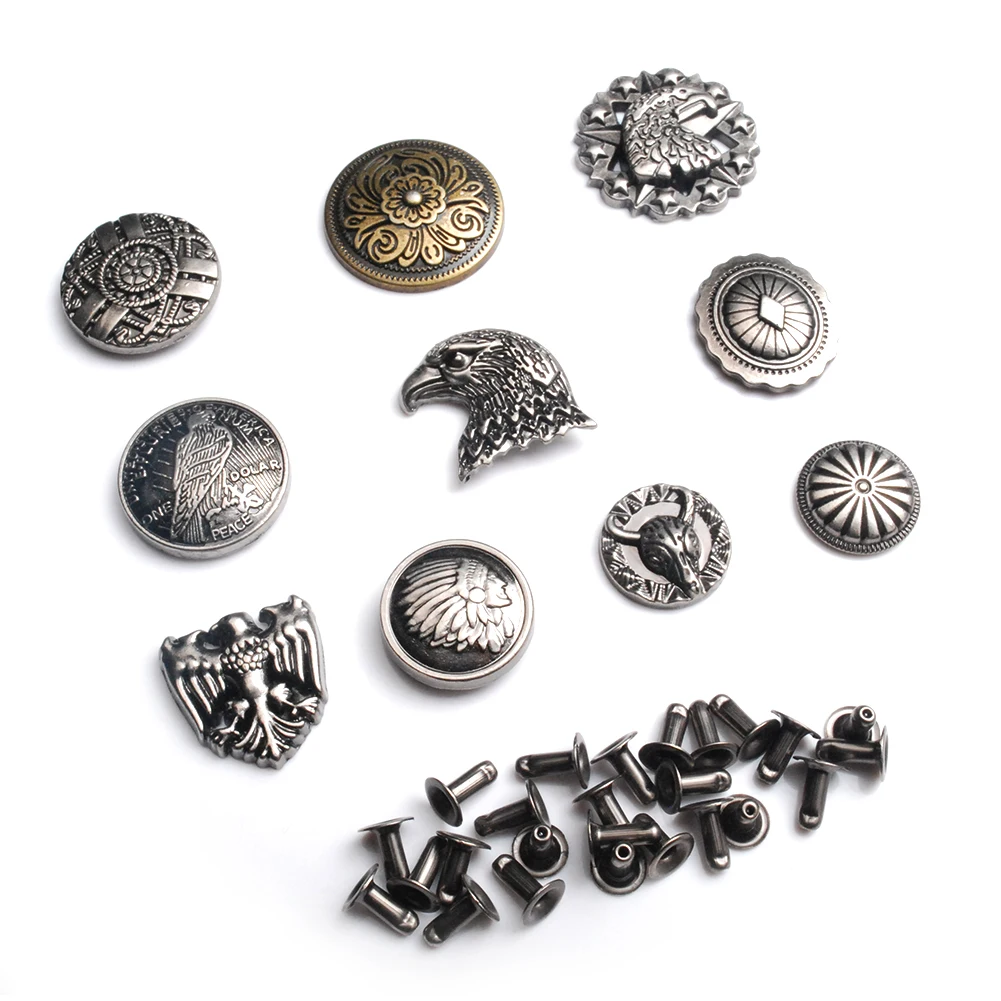 Металлические заклепки шпильки пуговицы кожаные сумки одежда обувь браслет сделай сам ремесло Декор аксессуары цветочный щит Орел