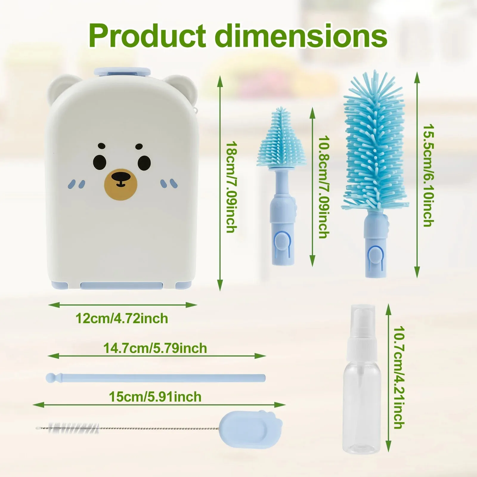 Baby Bottle Brush Set Portable Baby Bottle Drying Rack Cleaning Kit