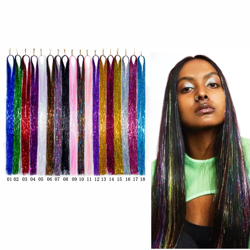 undskylde fortov dyd Wholesale Wholesale Tinsel 600-700Strands Multicolor Laser Synthetic Fairy  Hair Sparkling Glitter Hair Tinsel Glitter Extension for Party From  m.alibaba.com