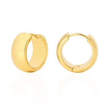 High quality minimalist dainty stainless steel small chunky hoop earring hypoallergenic gold plated huggie earring hoops