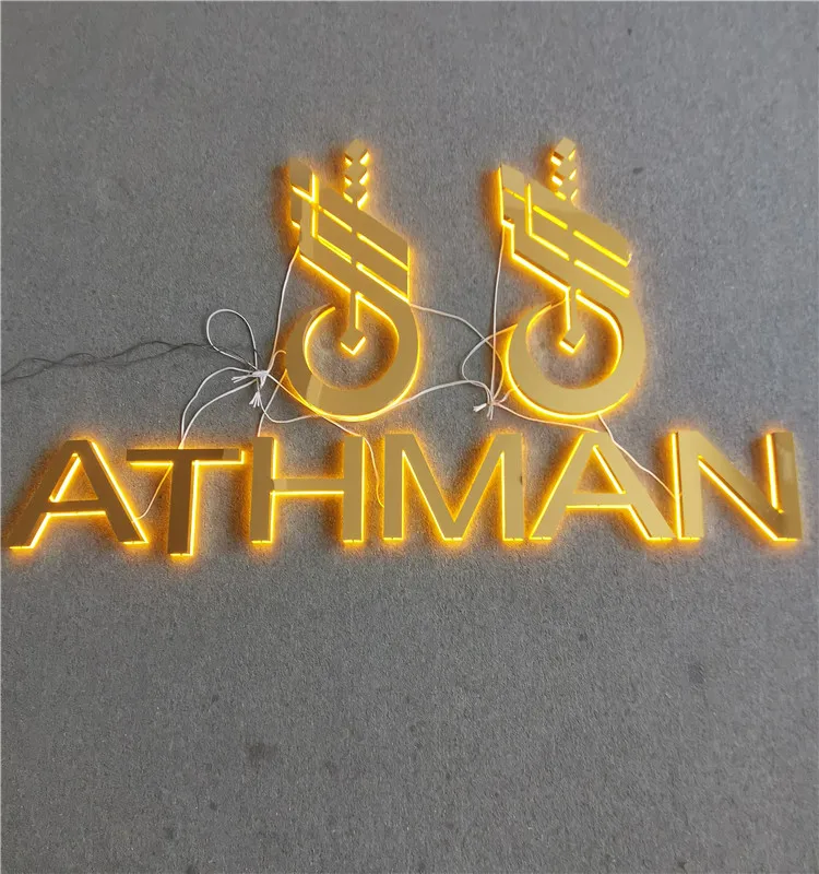 Gold Wall Letters LED Backlit Signs With High Quality Metal Letters