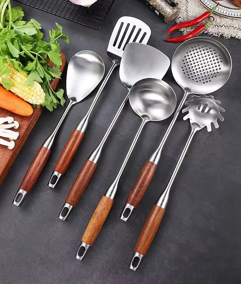 Stainless Steel Wok Spatula Wood Handle Shovel Ladle Kitchen Utensils Baking Cooking Tools Kitchenware Cookware 0
