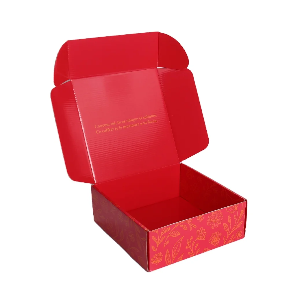 product customized red corrugated cardboard shipping box hot stamping fashion clothing paper packaging boxes for underwear-3