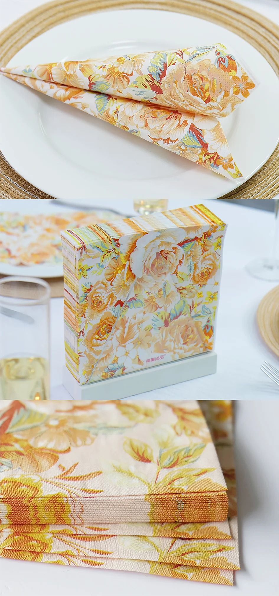 Custom Quality Floral Print Disposable Salmon Color Decoupage Paper