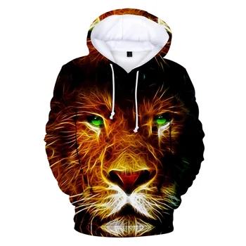 XXS-4XL Supply Factory Price Lion Pattern 3D Printing Sweatshirt Lion Hoodie