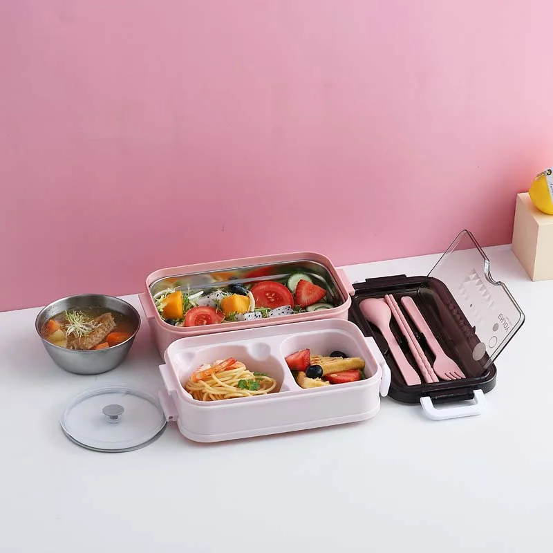 Wholesale Newest Pouplur  304 Stainless Steel Lunch Box Bento Box For School Kids Office Worker