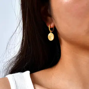 New Trend Snake Coin Earrings Waterproof 18k Gold Plated Stainless Steel Jewelry Drop Earrings