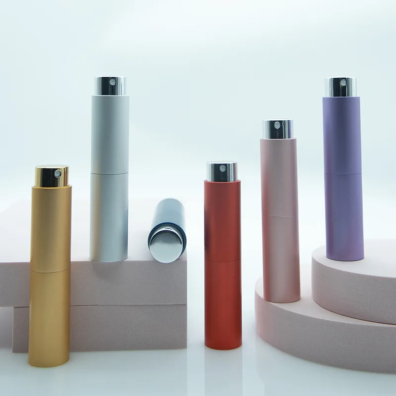 Wholesale Distributed  Mini Twisted up on Aluminum  Glass Spray Bottle 8ml 10 ml Portable Perfume Atomizer for Travel