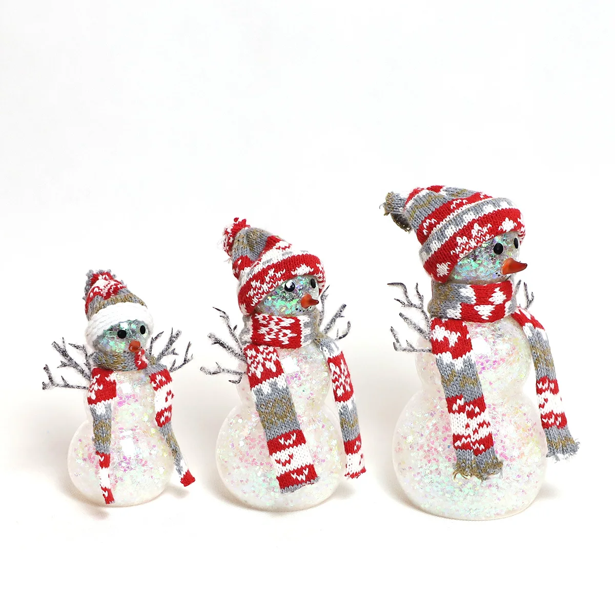 glass christmas personalized good favors led lighted snowman desk decoration for battery operated