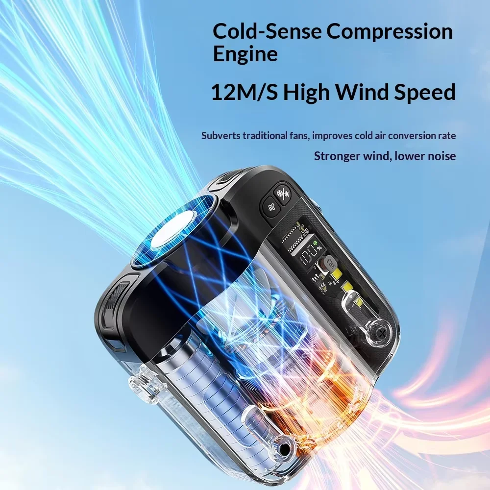 Custom Clear AllDesign Clip-on Waist Fan Semiconductor Cooling 220g Lightweight Portable Rechargeable Battery Outdoor Sports Fan