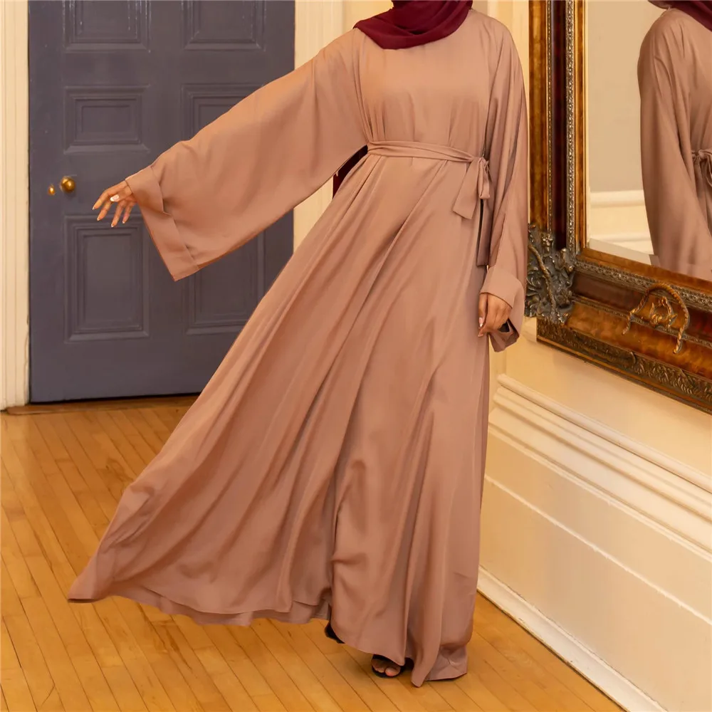 Muslim Women Classic Solid Color Plain Abaya Dress