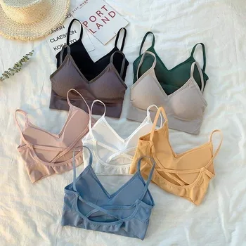 Women Seamless Bra Bralette Wireless Soild Padded Brassiere Tube Top Female Intimate Push up Underwear