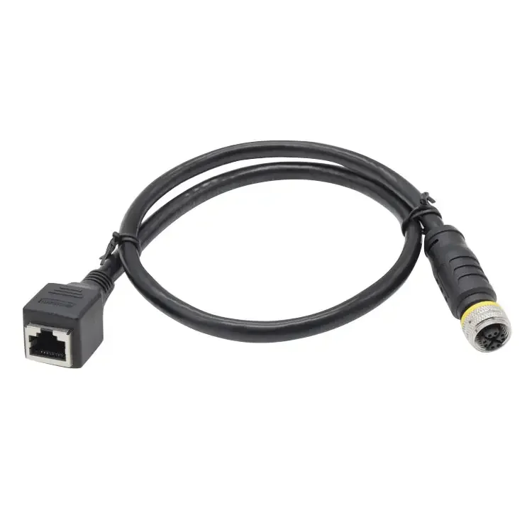 High Quality M12 8 Pin Connector Type Ethernet Cable Manufacture with X Code Female to RJ45 CAT 6A Waterproof Connector