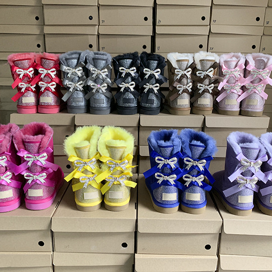 
 Новинка Зима 2021, короткие сапоги из овчины, женские сапоги большого размера со стразами на заказ  