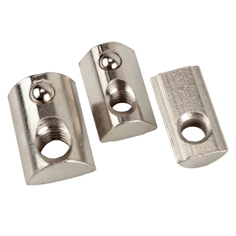 3030 4040 4545 Spring Loaded Ball Roll in T-slot Cable Tray Elastic Nut Roll Ball Spring Nuts for C-shaped Steel