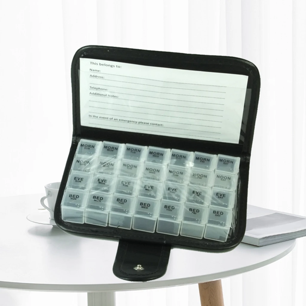 28-недельная сумка из искусственной кожи еженедельный органайзер для таблеток контейнер полипропилена