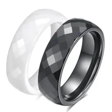 RTS Trendy Black & White Color Cutting Ceramics Rings Jewelry Classic Wedding Engagement Rings For Women Anneaux Anillos