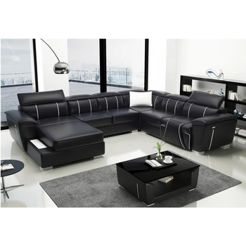 Italian design style genuine leather best sectional living room sofa modern corner sofa set