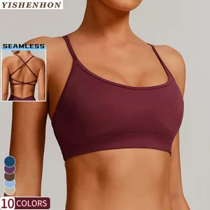 YISHENHON Women's Sexy Seamless Yoga Bra Quick Dry Tight Sport Running Body Fitness Wear Strap Beautiful Back Workouts Plus Size