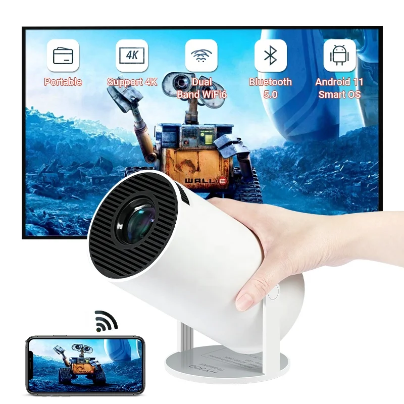 HY300 Smart Projector Android 11 1GB 8GB Home beamer Support 4K