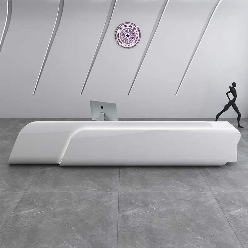 Custom Modern Design Luxury Curved Reception Desk Commercial Office ...