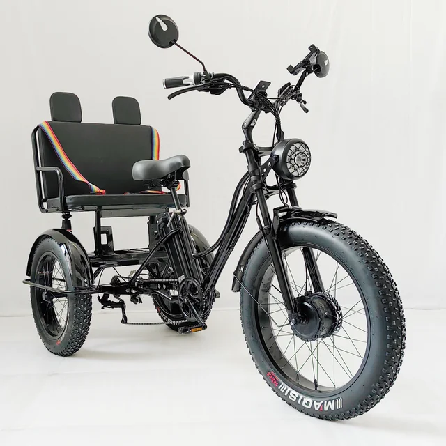 New Model  Fat Tire Elderly Electric vehicle 3-Wheel Open Electric Tricycles E rickshaw for Passenger and Cargo Transportation