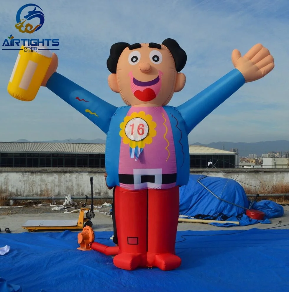 Custom Made Factory Price Giant Inflatable Abraham Holland Doll Balloon  with Beer Cup