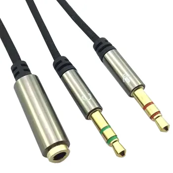 Computer headphone adapter cable 1.2mPC 2 in 1 Mic 3.5mm TRS Aux stereo audio cable braided cable