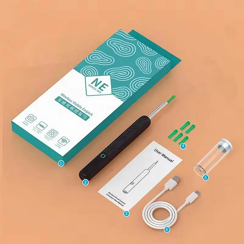 NE3-H Smart Wireless Ear Wax Remover Luminous Otoscope Visual Ear Cleaner HD Visual Ear Sticks Endoscope with Mini Camera