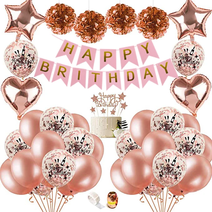 Sparkle Rose Gold Happy Birthday Helium Party Balloon 