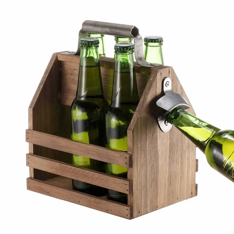 Wooden Beer Bottle Holder 6 Pack Caddy Beverage Carrier - – Wonderfully  Made Gifts