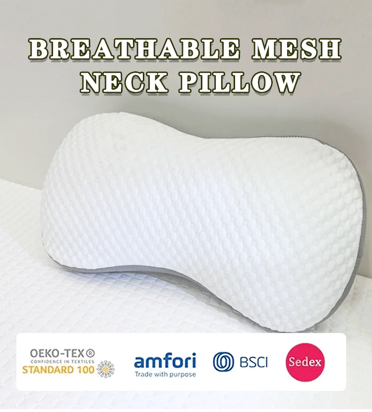 Wholesale Mother's Gift Bed Sleeping Neck Care Grey Breathable Mesh Soft Memory Foam Pillow factory