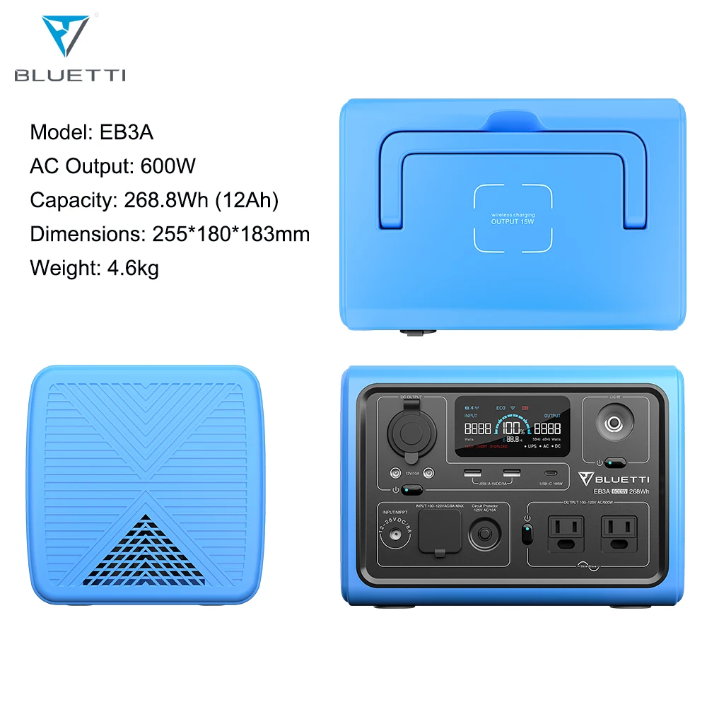 600W Portable Power Station Solar Generator Power Bank Emergency Power Supply for Camping