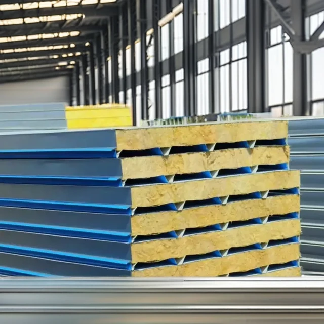 Factory High Quality Insulation Metal Building Sandwich Rock Wool Sandwich Panel Rockwool Pu Pir Eps Sandwich Panels