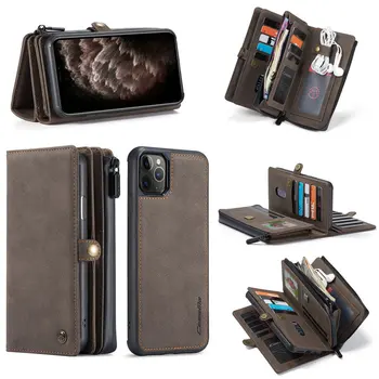 CaseMe Luxury Slim Fit Premium Leather Cover For iPhone 11 Pro XR XS Max 6 6s 7 8 Plus 5S Wallet Case Card Slots Shockproof Flip