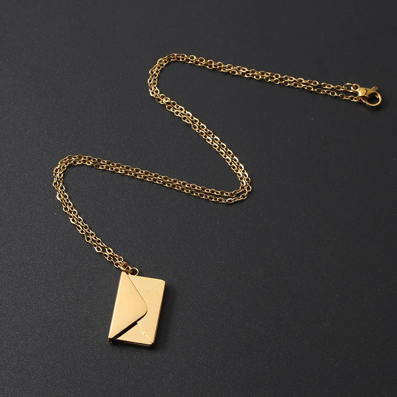 Envelope Pendant Engraved Necklace