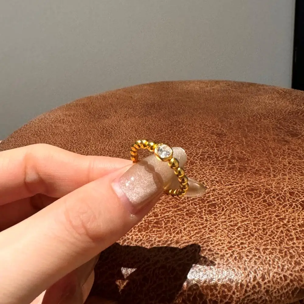 KAKODIY New Bead Chain 18K Gold Plated Ring Women's Jewelry Engagement Ring 925 Sterling Silver Wedding Ring detail 2