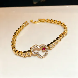 Fashion Chain & Link Bracelets Gold Plated Copper Diamond Zircon Gourd-shaped Bracelet Jewelry Fancy Jewellery for Ladies Women