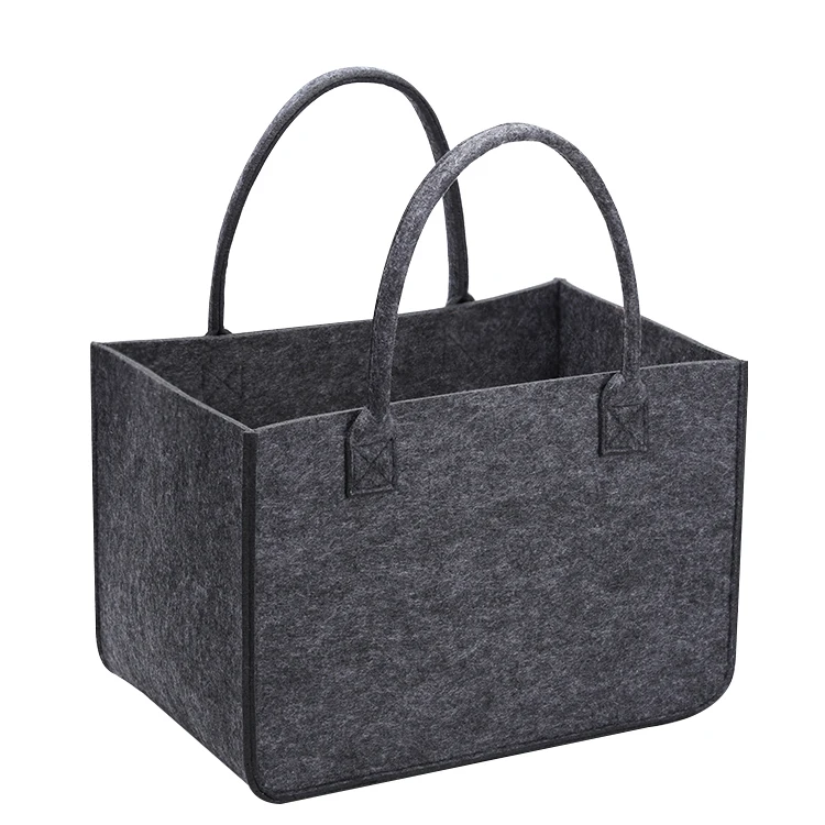 Hot Selling Firewood Storage Basket Felt Shopping Bag Tote Bag Organizer Handbag