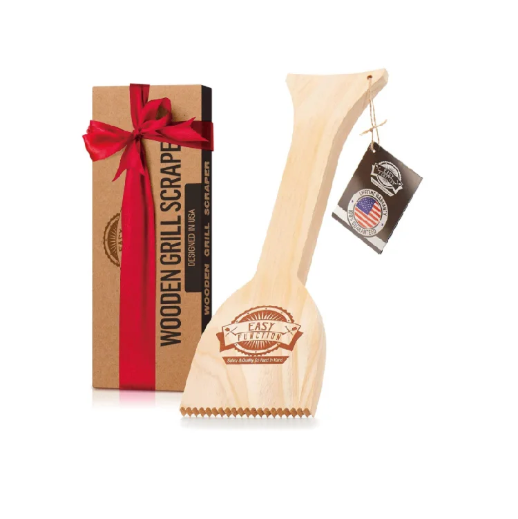 Wooden BBQ Grill Brush  scraper Cleaner Alternative