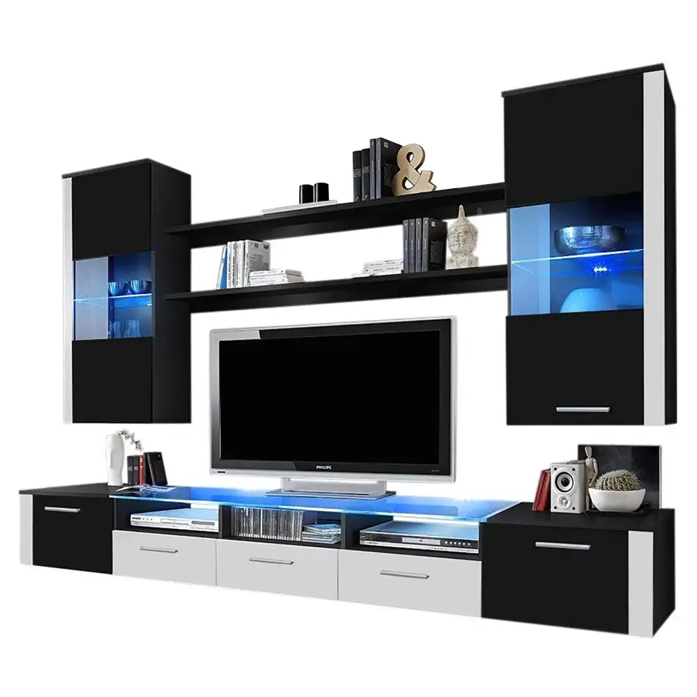 Factory Sell Modern Tv Unit 130cm Cabinet White TV Stand Matt and White High Gloss