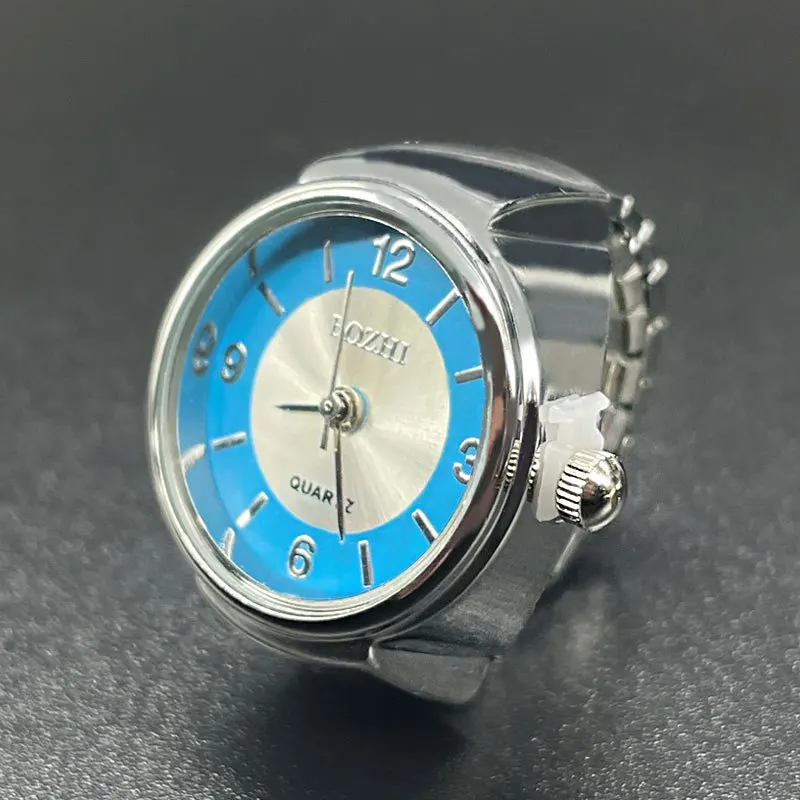 Fashion Retro Punk Multi Color Tell Time Ring Watch Quartz Mini Adjustable Ring Watch for Couples